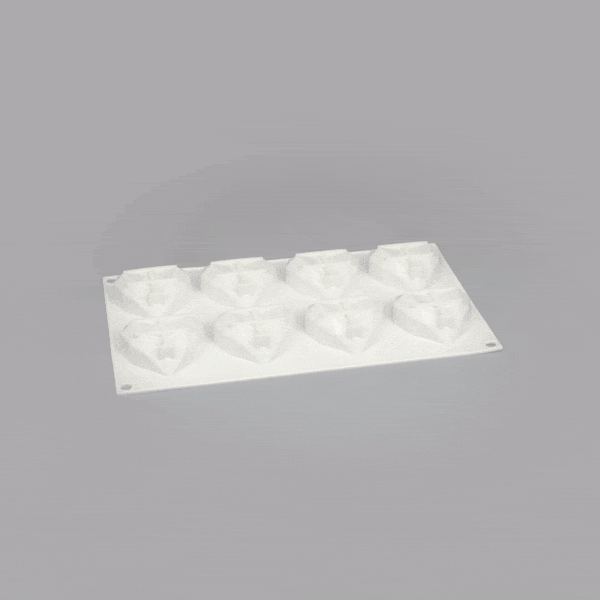 Pastry Tek Silicone Diamond Heart Baking Mold - 8-Compartment - 1 count box