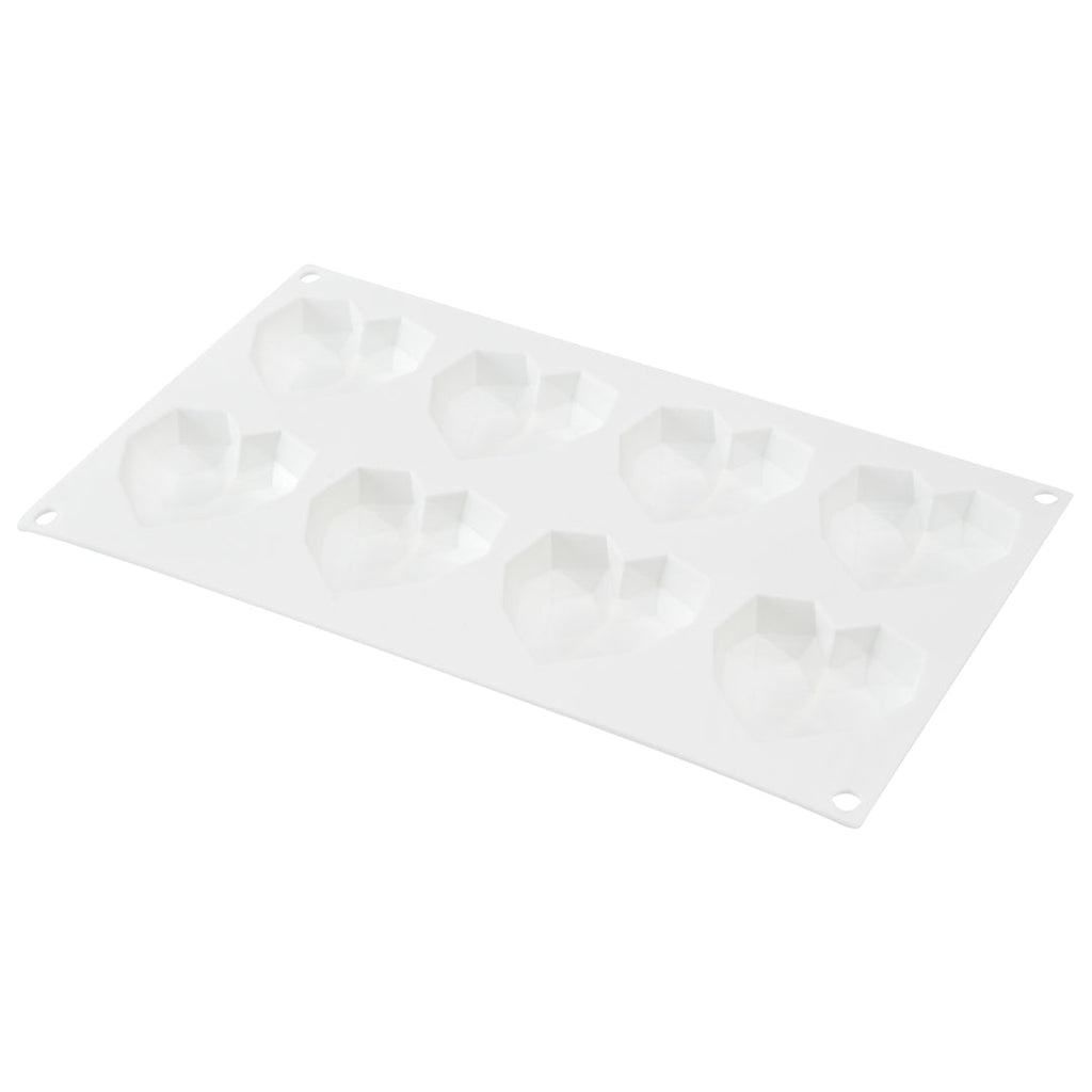 Pastry Tek Silicone Diamond Heart Baking Mold - 8-Compartment - 1 count box