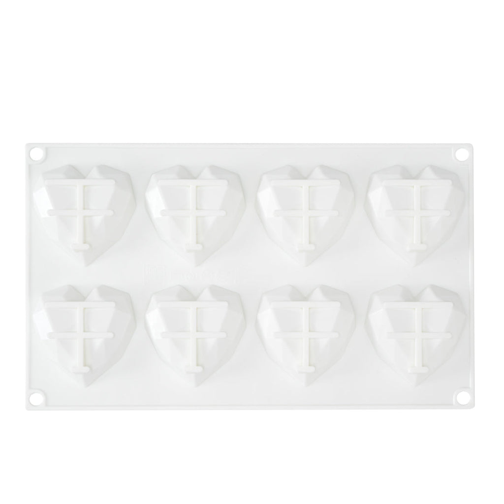 Pastry Tek Silicone Diamond Heart Baking Mold - 8-Compartment - 1 count box