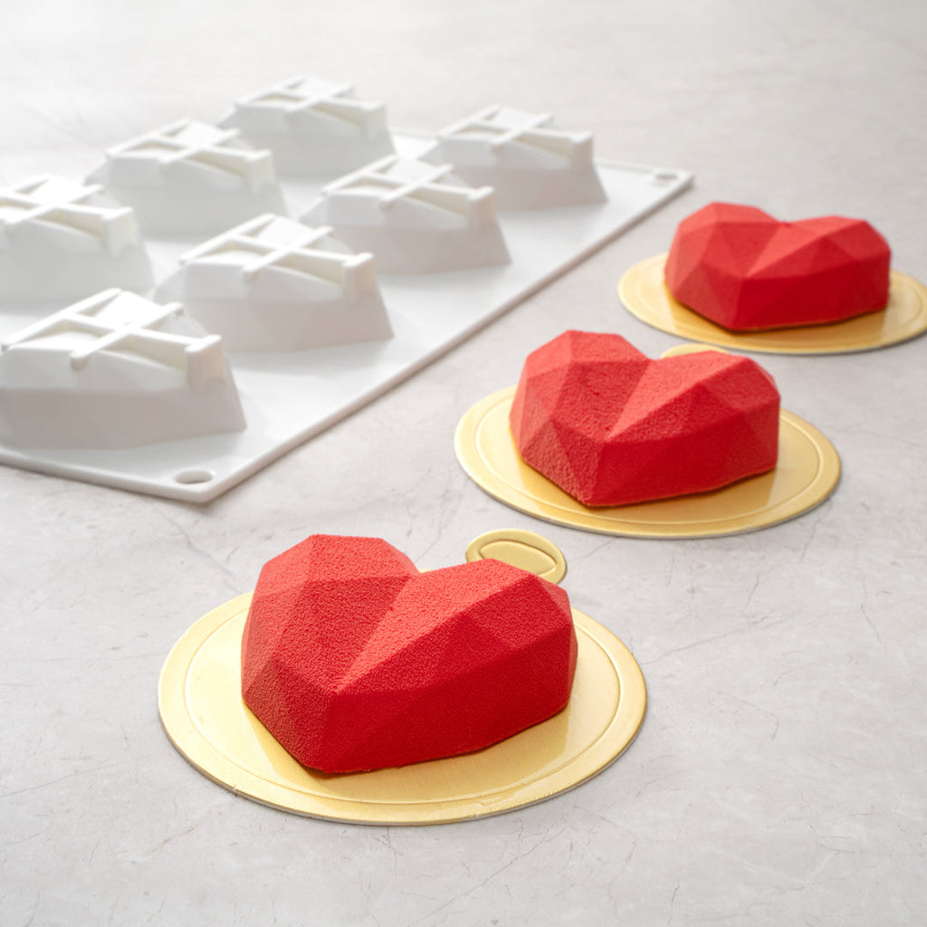 Pastry Tek Silicone Diamond Heart Baking Mold - 8-Compartment - 1 count box