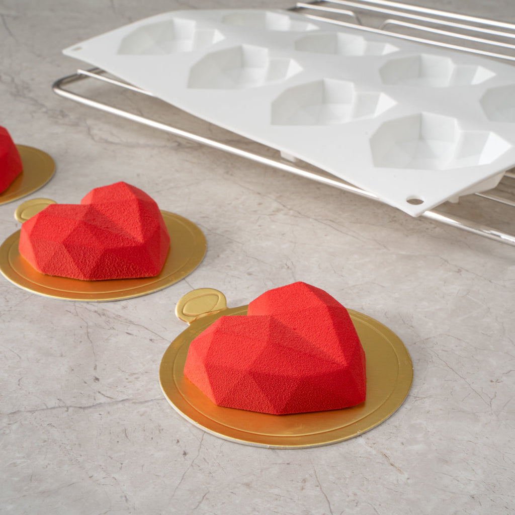 Pastry Tek Silicone Diamond Heart Baking Mold - 8-Compartment - 1 count box
