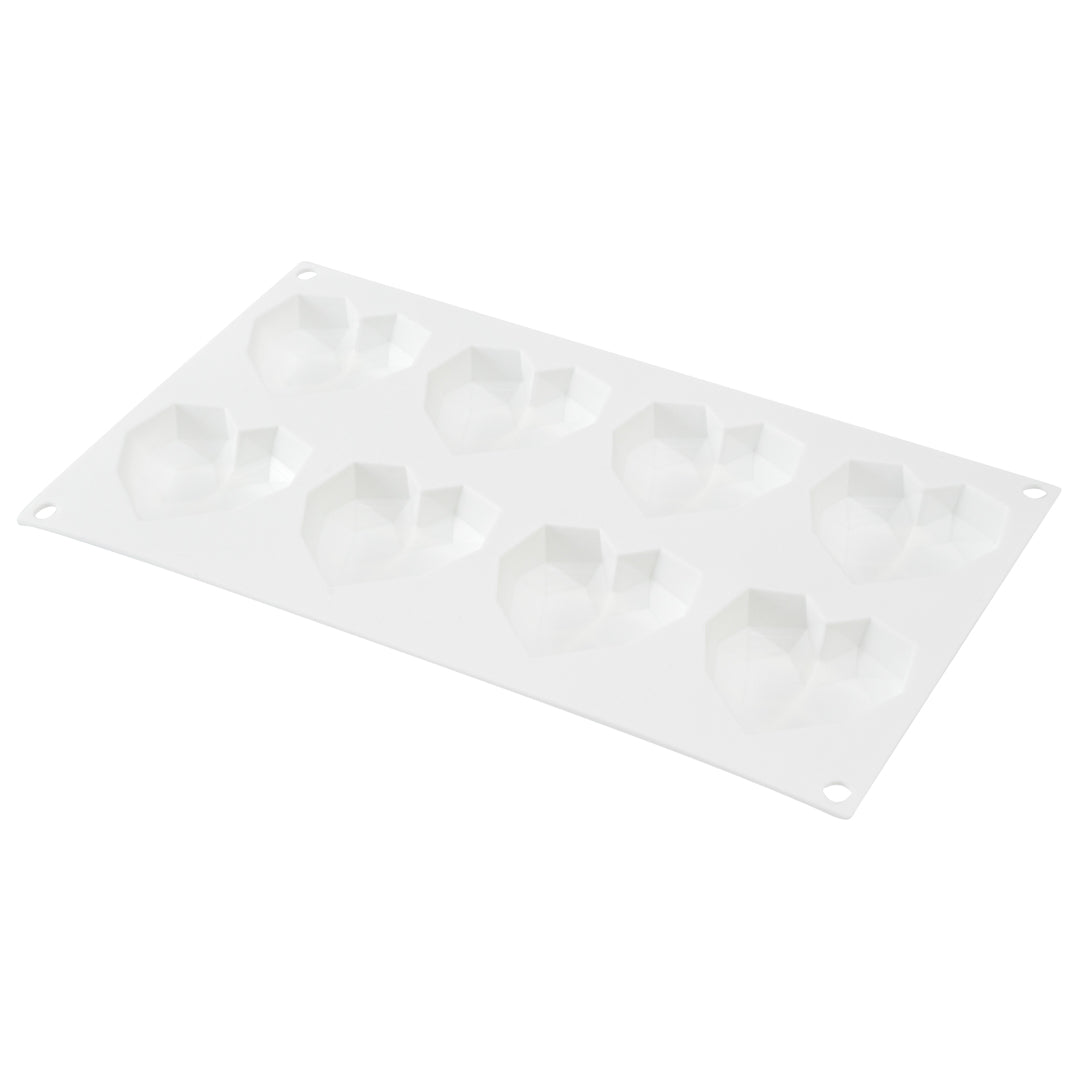 Pastry Tek Silicone Diamond Heart Baking Mold - 8-Compartment - 10 count box