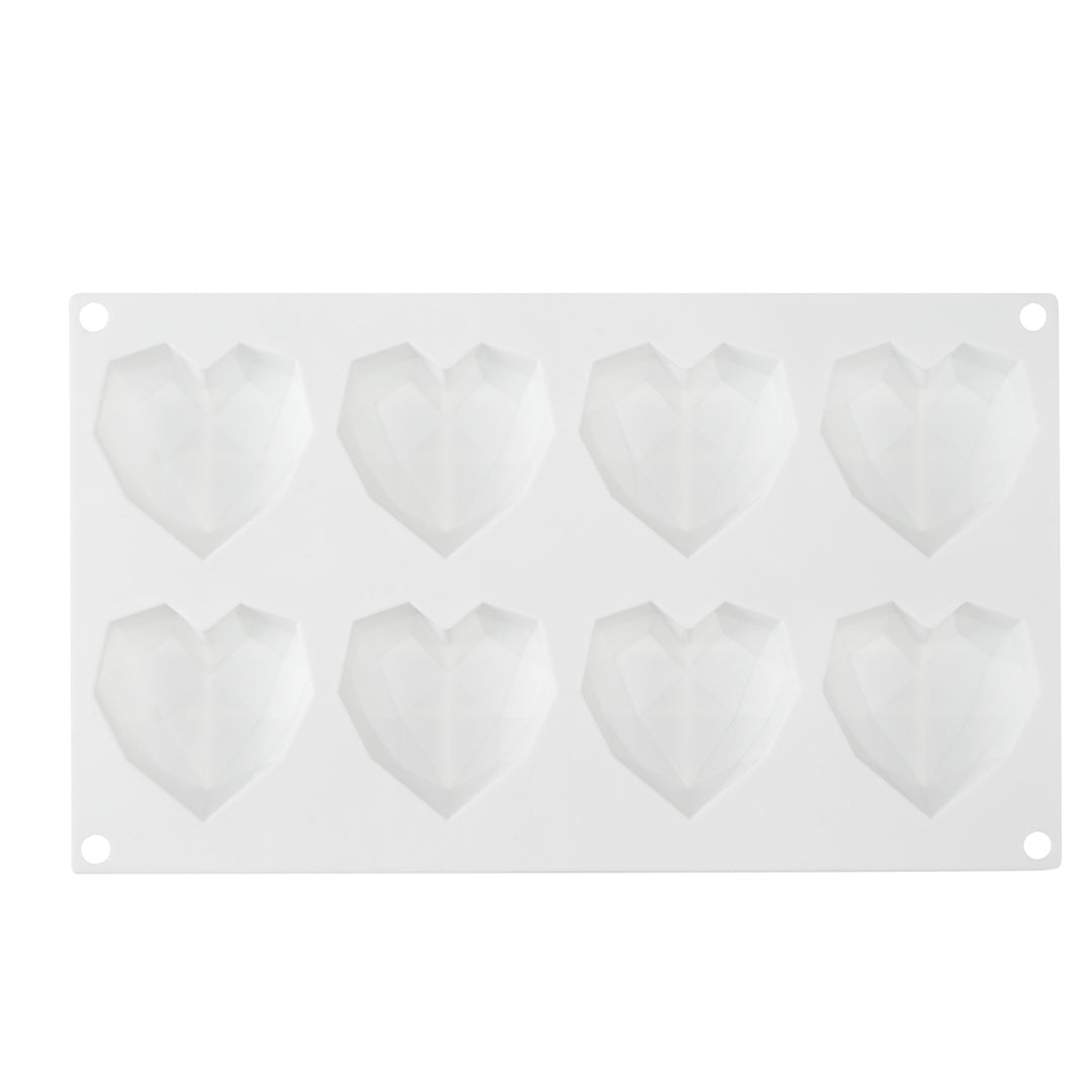 Pastry Tek Silicone Diamond Heart Baking Mold - 8-Compartment - 10 count box