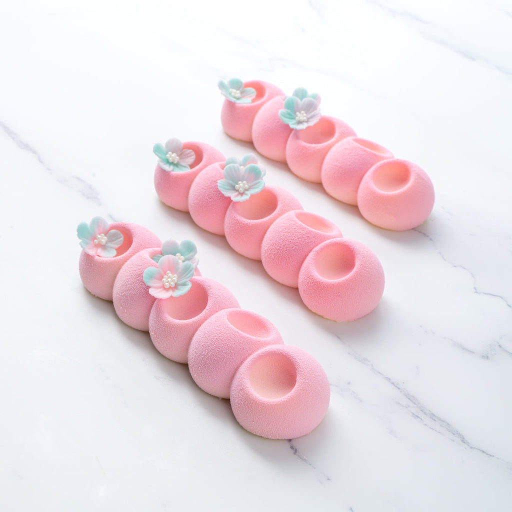 Pastry Tek Silicone Flower Strip Baking Mold - 6-Compartment - 10 count box
