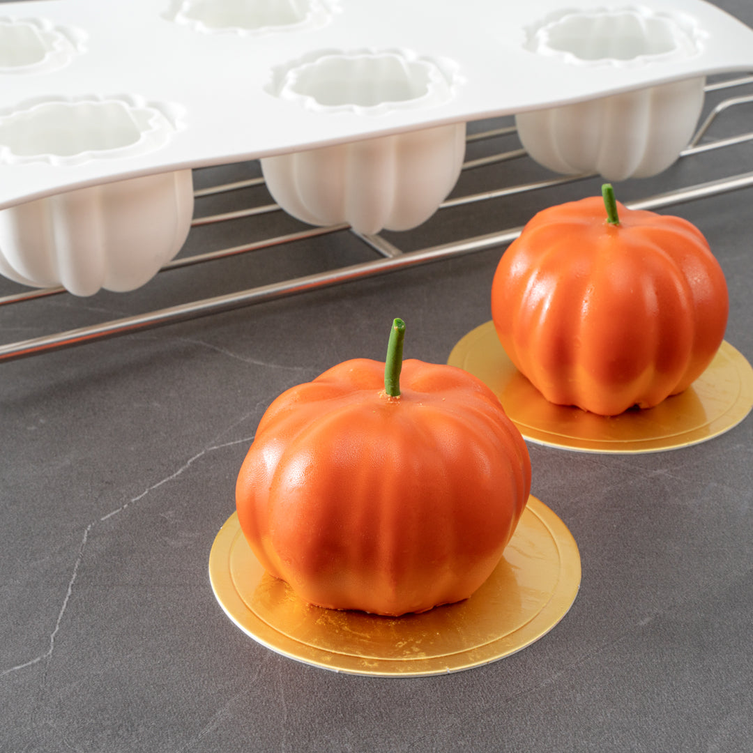 Pastry Tek Silicone Pumpkin Baking Mold - 6-Compartment - 1 count box