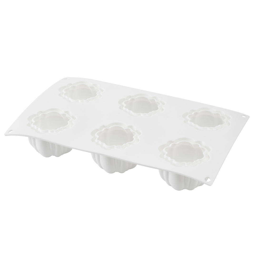 Pastry Tek Silicone Pumpkin Baking Mold - 6-Compartment - 10 count box