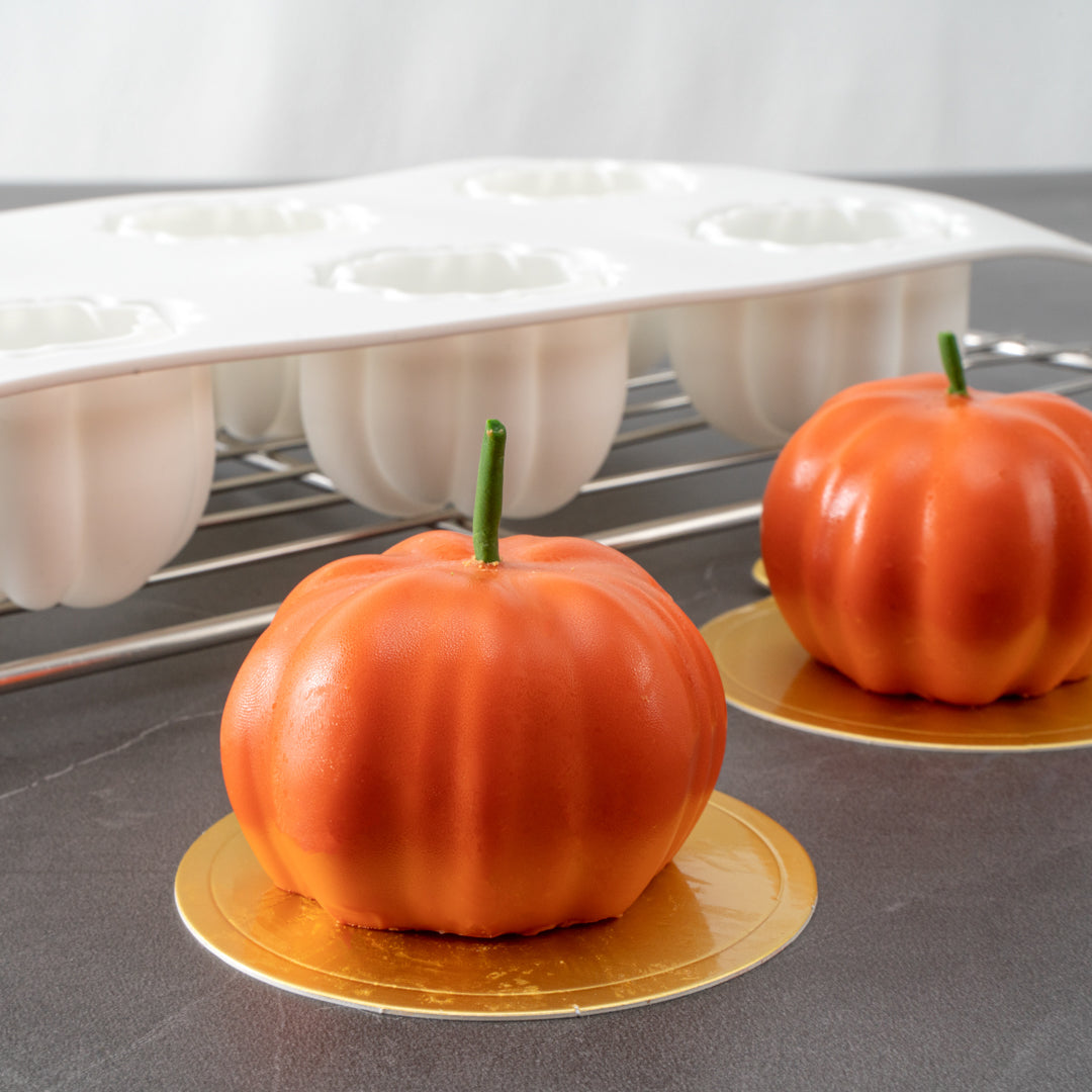 Pastry Tek Silicone Pumpkin Baking Mold - 6-Compartment - 10 count box