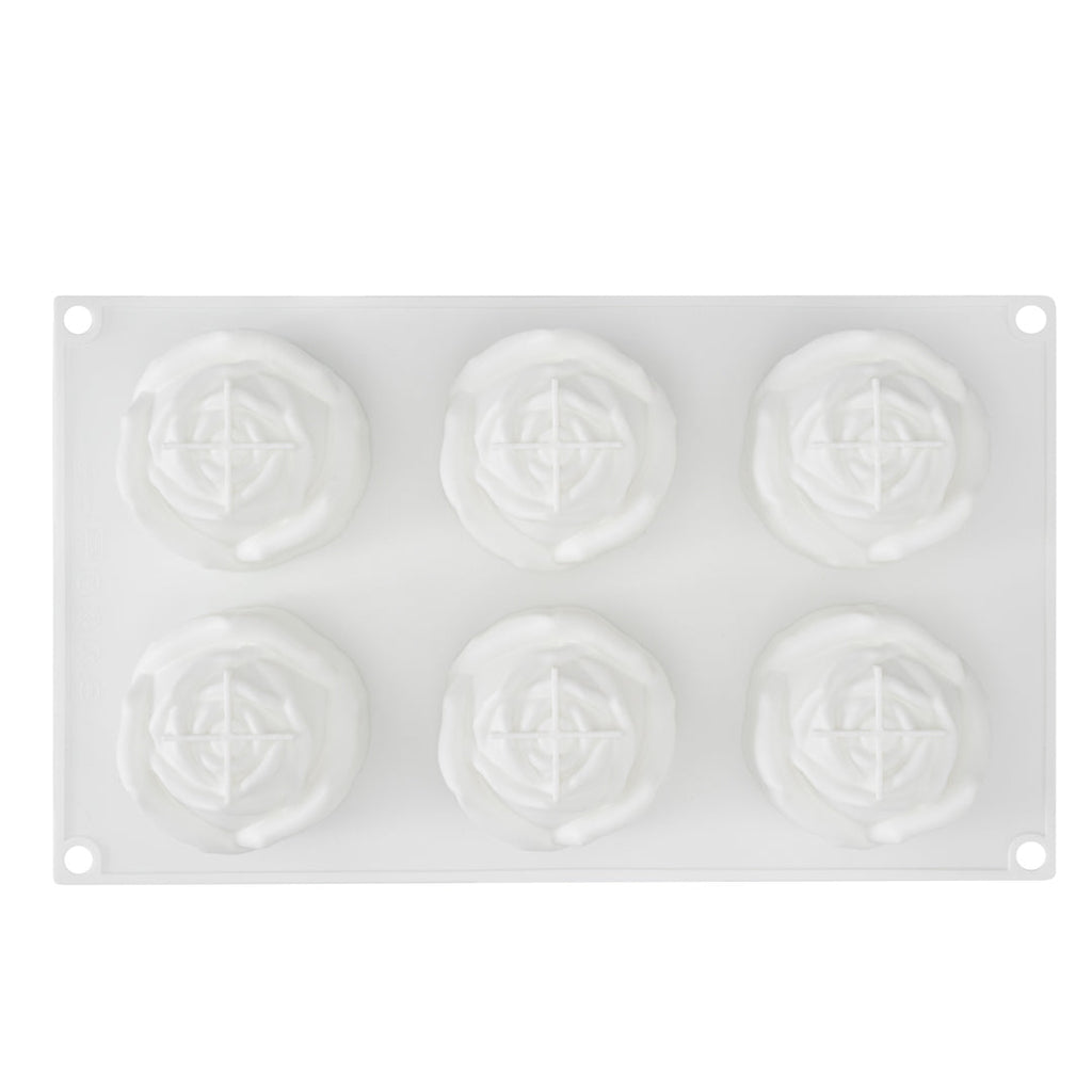 Pastry Tek Silicone Rose Baking Mold - 6-Compartment - 1 count box