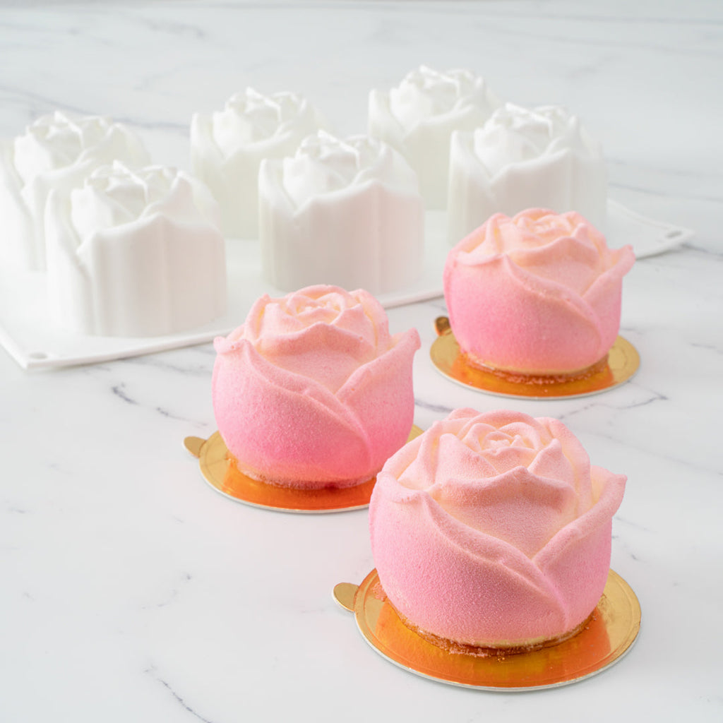 Pastry Tek Silicone Rose Baking Mold - 6-Compartment - 1 count box