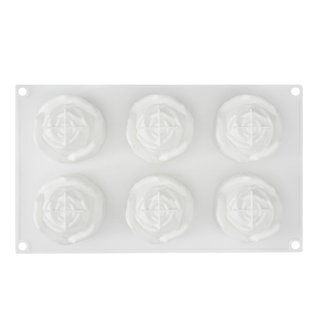 Pastry Tek Silicone Rose Baking Mold - 6-Compartment - 10 count box
