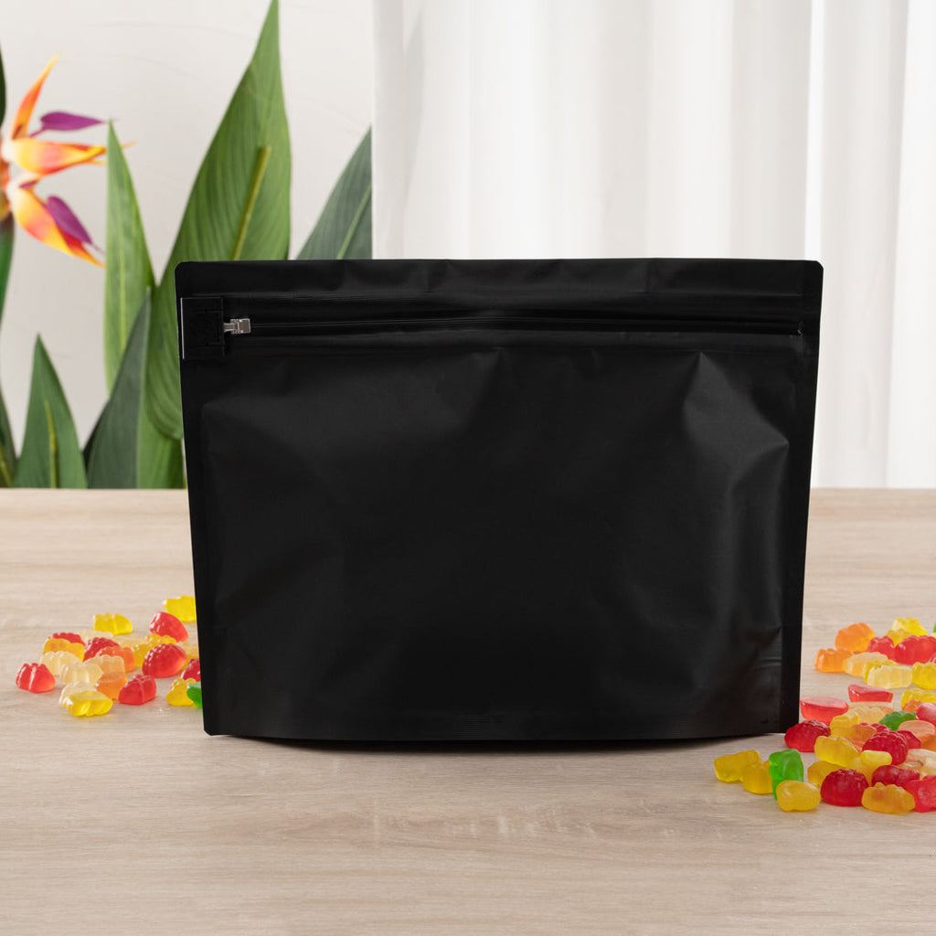 High Level Black Plastic Locking Pouch - Child-Resistant - 12 1/4" x 4" x 9" - 10 count box