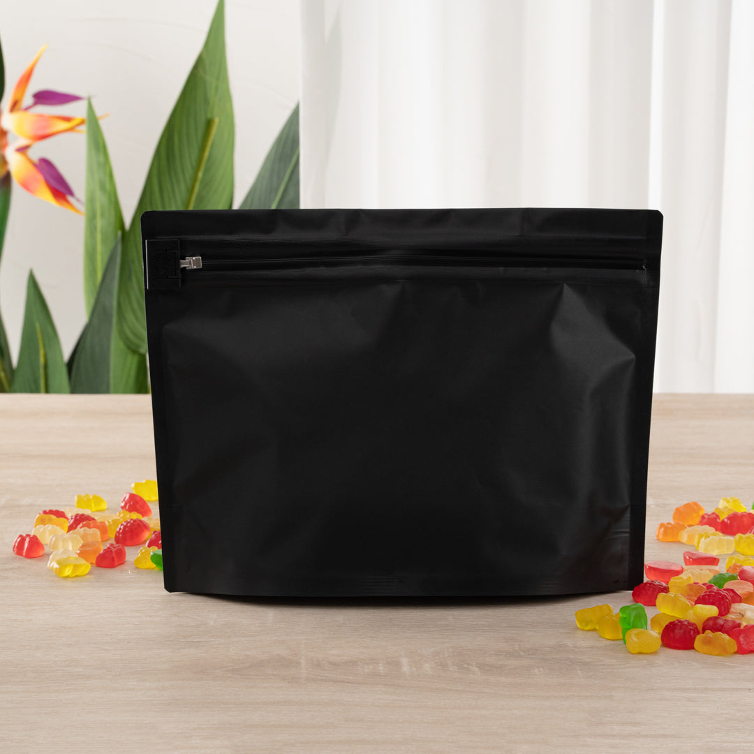 High Level Black Plastic Locking Pouch - Child-Resistant - 12 1/4" x 4" x 9" - 10 count box