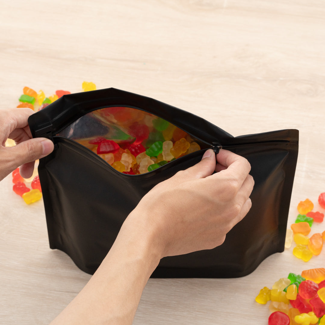 High Level Black Plastic Locking Pouch - Child-Resistant - 12 1/4" x 4" x 9" - 10 count box