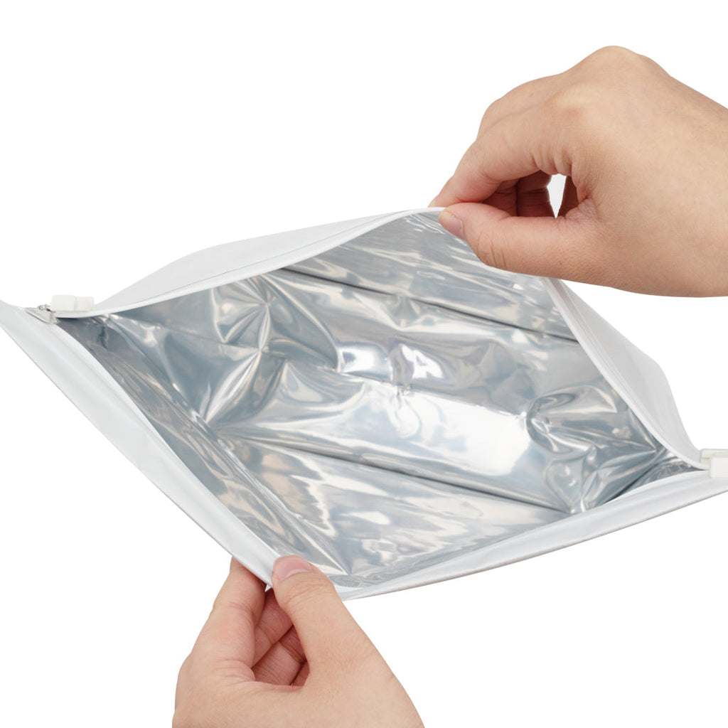 High Level White Plastic Locking Pouch - Child-Resistant - 12 1/4" x 4" x 9" - 10 count box