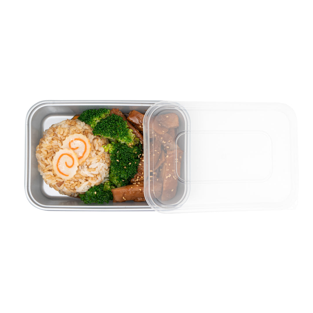 Futura 17 oz Silver Plastic Take Out Container - with Clear Lid, Microwavable - 6 3/4" x 4 1/2" x 2" - 100 count box