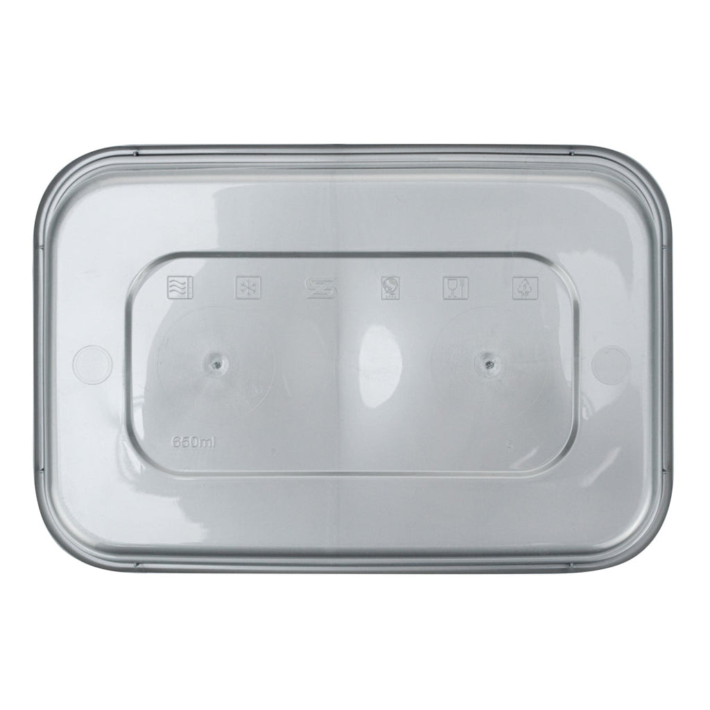 Futura 22 oz Silver Plastic Take Out Container - with Clear Lid, Microwavable - 6 3/4" x 4 1/2" x 2 1/4" - 100 count box