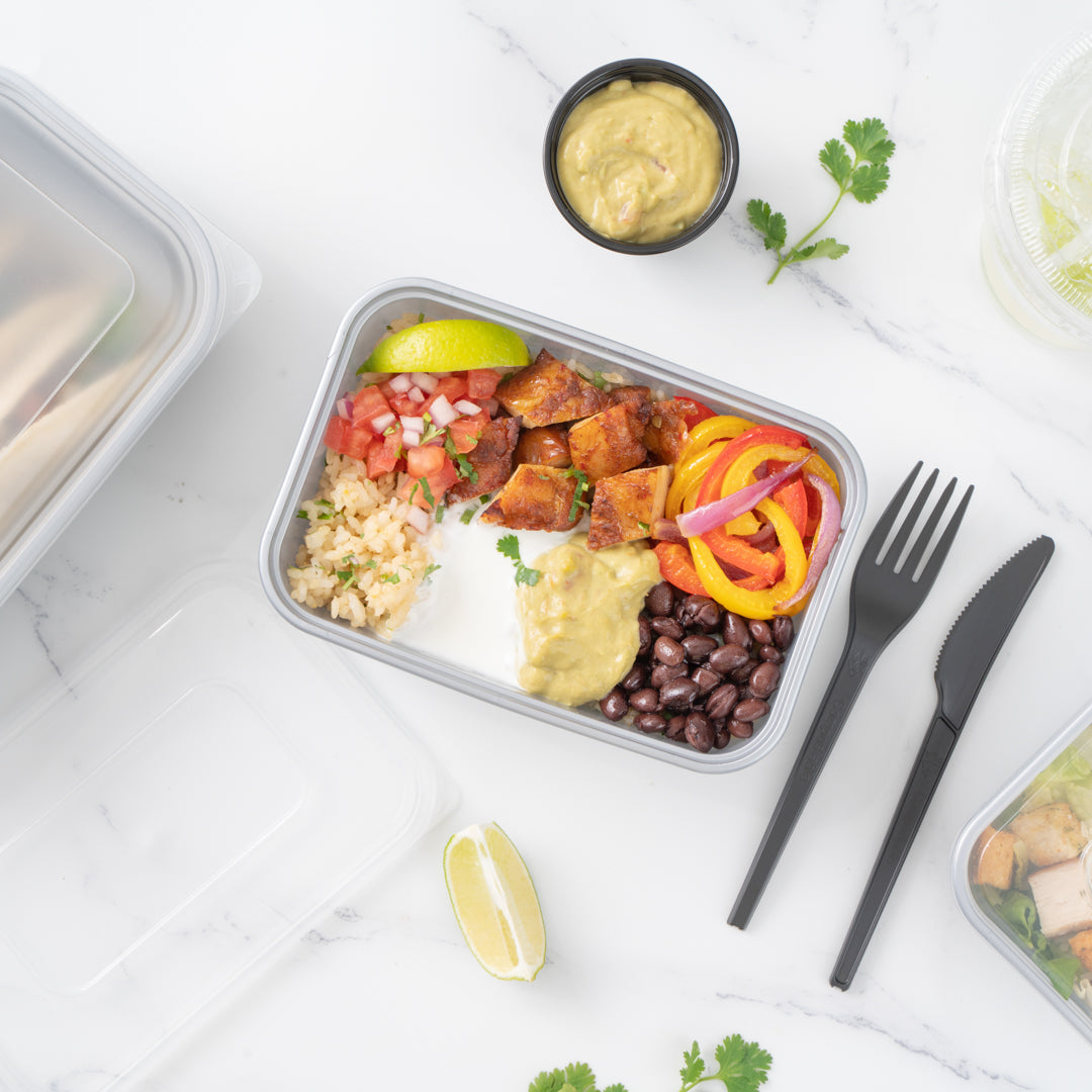 Futura 25 oz Silver Plastic Take Out Container - with Clear Lid, Microwavable - 6 3/4" x 4 1/2" x 2 1/4" - 100 count box