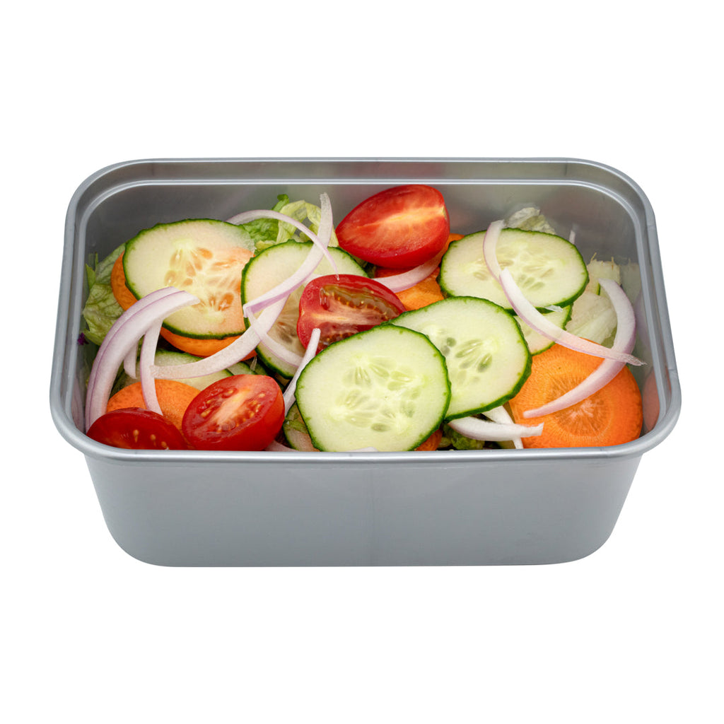 Futura 32 oz Silver Plastic Take Out Container - with Clear Lid, Microwavable, Inserts Available - 6 3/4" x 4 1/2" x 2 3/4" - 100 count box