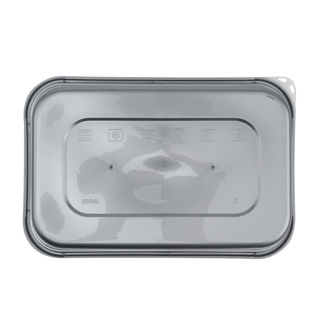 Futura 32 oz Silver Plastic Take Out Container - with Clear Lid, Microwavable, Inserts Available - 6 3/4" x 4 1/2" x 2 3/4" - 100 count box