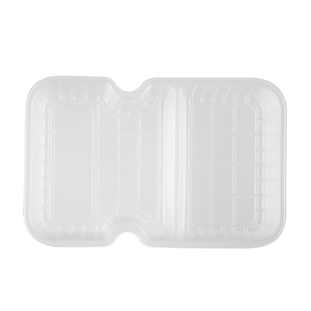 Futura 10 oz White Plastic Wide 2-Compartment Insert Tray - Fits 32 and 37 oz Containers, Microwavable - 100 count box