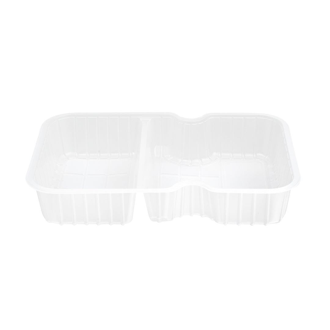 Futura 10 oz White Plastic Wide 2-Compartment Insert Tray - Fits 32 and 37 oz Containers, Microwavable - 100 count box