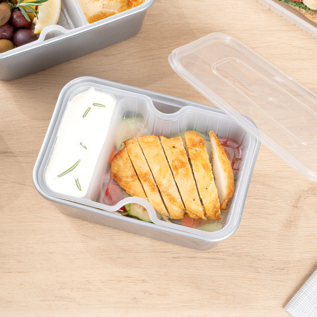 Futura 10 oz White Plastic Narrow 2-Compartment Insert Tray - Fits 32 and 37 oz Containers, Microwavable - 100 count box