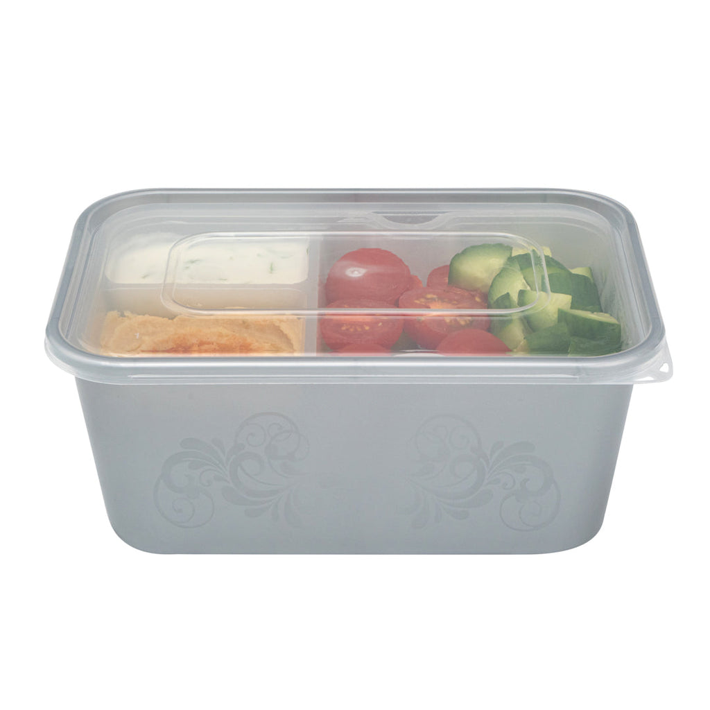 Futura 10 oz White Plastic 3-Compartment Insert Tray - Fits 32 and 37 oz Containers, Microwavable - 100 count box