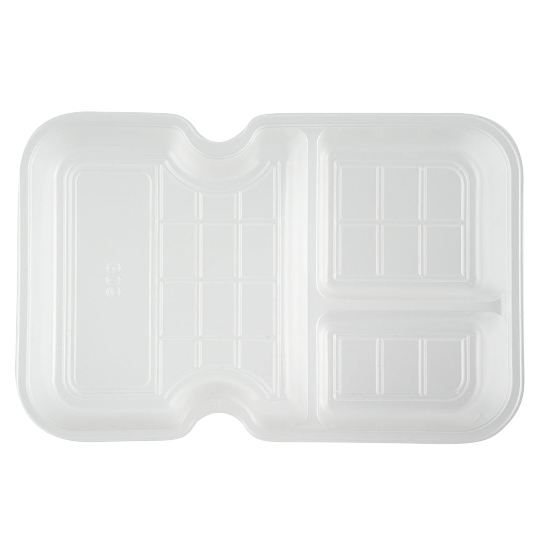 Futura 10 oz White Plastic 3-Compartment Insert Tray - Fits 32 and 37 oz Containers, Microwavable - 100 count box
