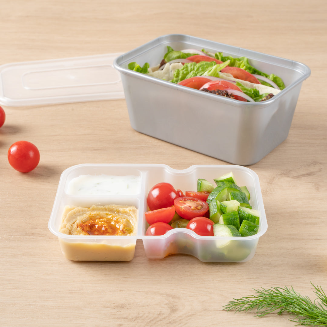Futura 10 oz White Plastic 3-Compartment Insert Tray - Fits 32 and 37 oz Containers, Microwavable - 100 count box