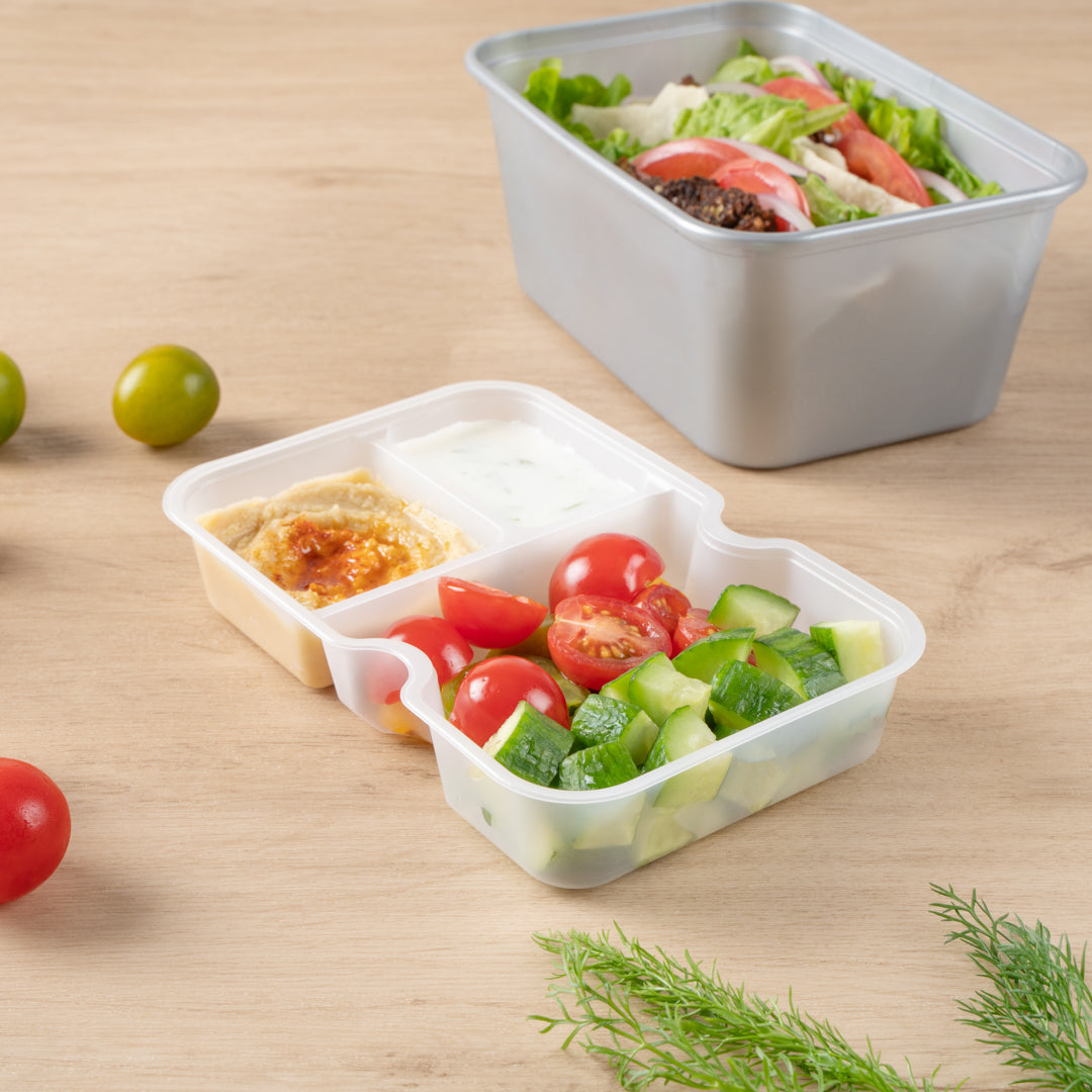 Futura 10 oz White Plastic 3-Compartment Insert Tray - Fits 32 and 37 oz Containers, Microwavable - 100 count box