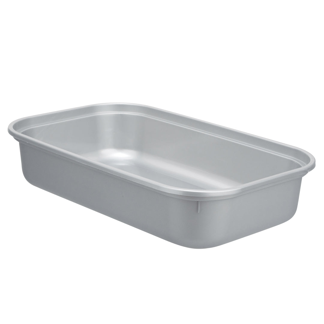 Futura 24 oz Silver Plastic Heavy Duty Container - with Frosted Lid, Microwavable, Inserts Available - 8 1/4" x 5" x 2 1/4" - 100 count box
