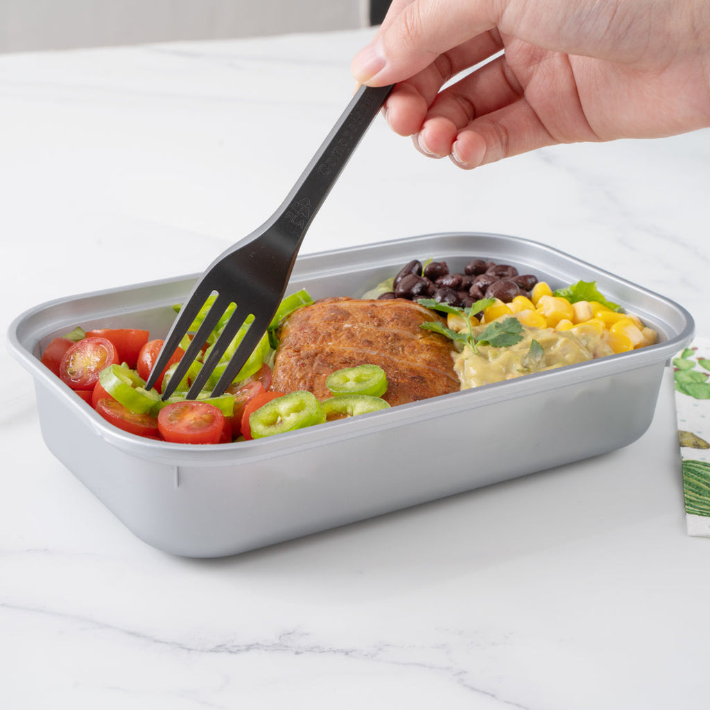 Futura 24 oz Silver Plastic Heavy Duty Container - with Frosted Lid, Microwavable, Inserts Available - 8 1/4" x 5" x 2 1/4" - 100 count box