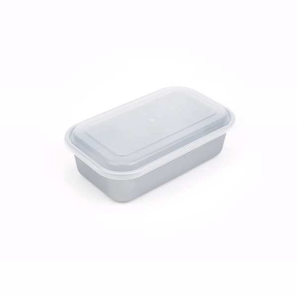 Futura 34 oz Silver Plastic Heavy Duty Container - with Frosted Lid, Microwavable, Inserts Available - 8 1/4" x 5" x 2 1/2" - 100 count box