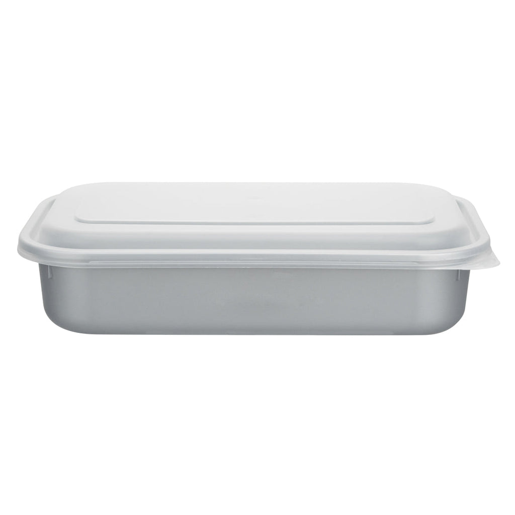 Futura 34 oz Silver Plastic Heavy Duty Container - with Frosted Lid, Microwavable, Inserts Available - 8 1/4" x 5" x 2 1/2" - 100 count box
