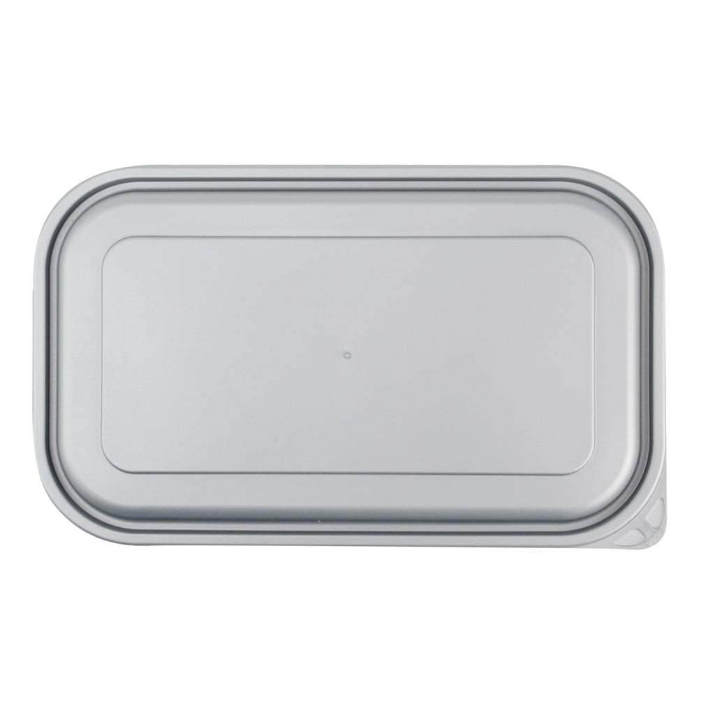 Futura 34 oz Silver Plastic Heavy Duty Container - with Frosted Lid, Microwavable, Inserts Available - 8 1/4" x 5" x 2 1/2" - 100 count box