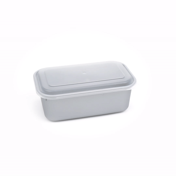 Futura 44 oz Silver Plastic Heavy Duty Container - with Frosted Lid, Microwavable, Inserts Available - 8 1/4" x 5" x 3 1/4" - 100 count box