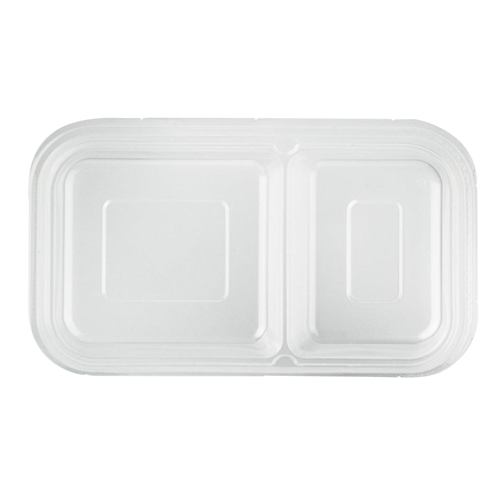 Futura 15 oz Clear Plastic Heavy Duty 2-Compartment Insert Tray - Fits 24, 34 and 44 oz Containers, Microwavable - 100 count box