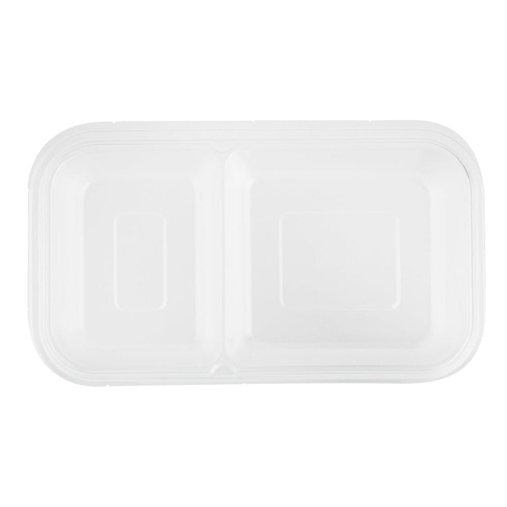 Futura 15 oz Clear Plastic Heavy Duty 2-Compartment Insert Tray - Fits 24, 34 and 44 oz Containers, Microwavable - 100 count box