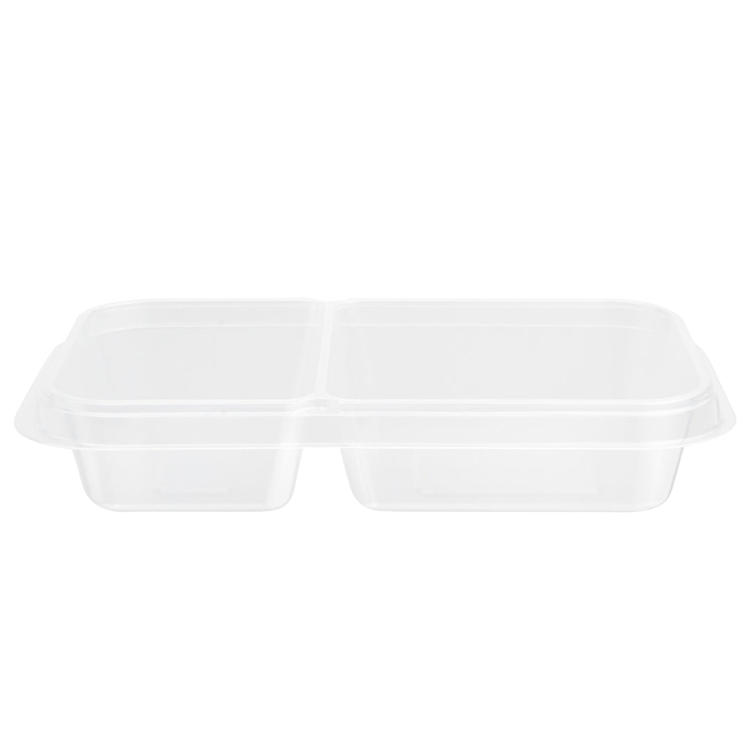 Futura 15 oz Clear Plastic Heavy Duty 2-Compartment Insert Tray - Fits 24, 34 and 44 oz Containers, Microwavable - 100 count box
