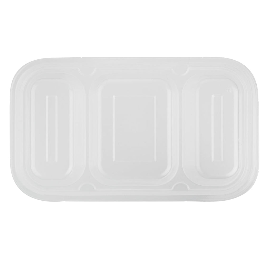 Futura 15 oz Clear Plastic Heavy Duty 3-Compartment Insert Tray - Fits 24, 34 and 44 oz Containers, Microwavable - 100 count box