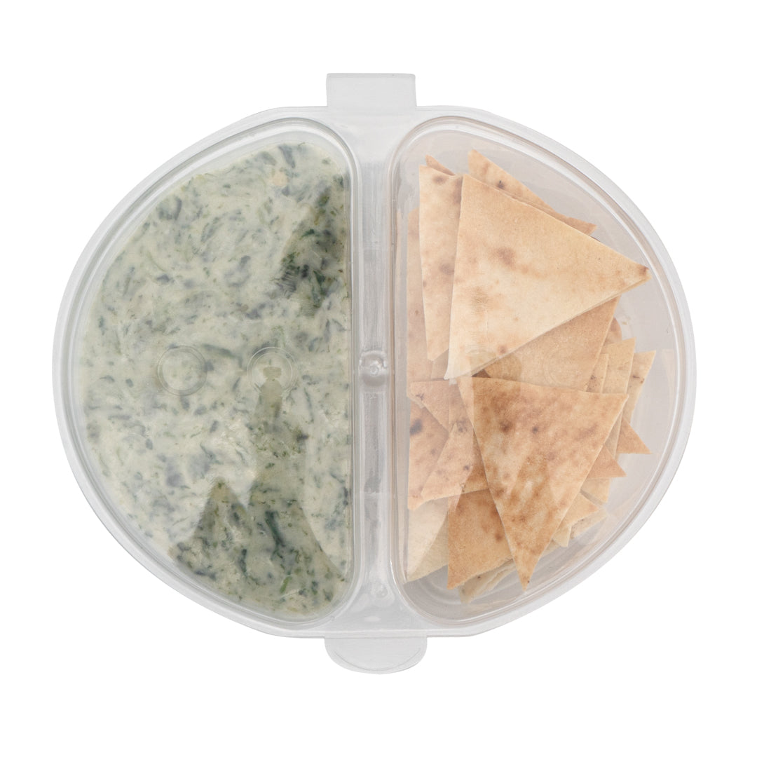 Futura 6 oz Clear Plastic Snack / Condiment Container - with Lid, 2-Compartment, Microwavable - 4" x 3 1/4" x 1" - 100 count box