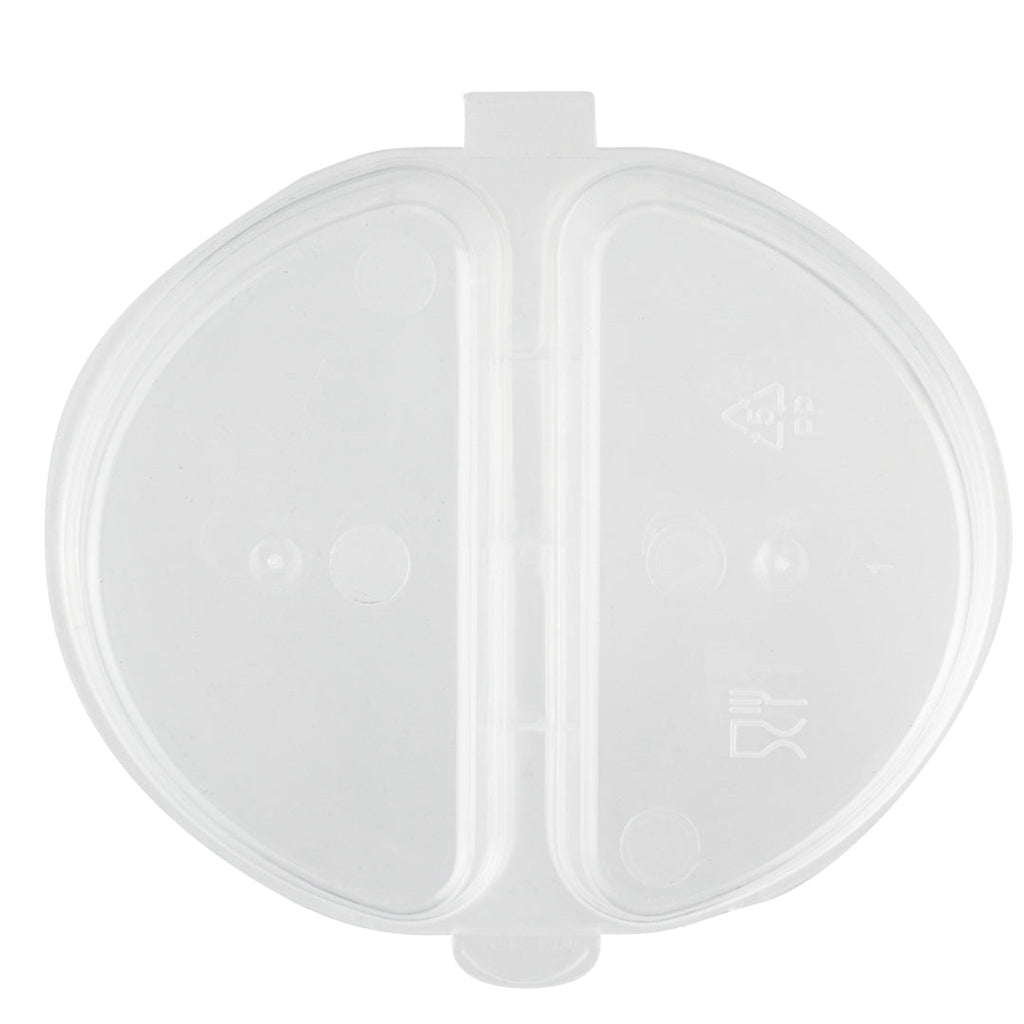 Futura 6 oz Clear Plastic Snack / Condiment Container - with Lid, 2-Compartment, Microwavable - 4" x 3 1/4" x 1" - 100 count box