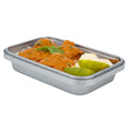 Futura 18 oz Silver Plastic Tamper-Evident Container - with Clear Lid, Microwavable - 7" x 4 3/4" x 1 1/4" - 100 count box