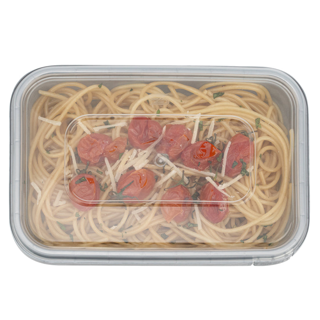 Futura 24 oz Silver Plastic Tamper-Evident Container - with Clear Lid, Microwavable - 7" x 4 3/4" x 1 3/4" - 100 count box