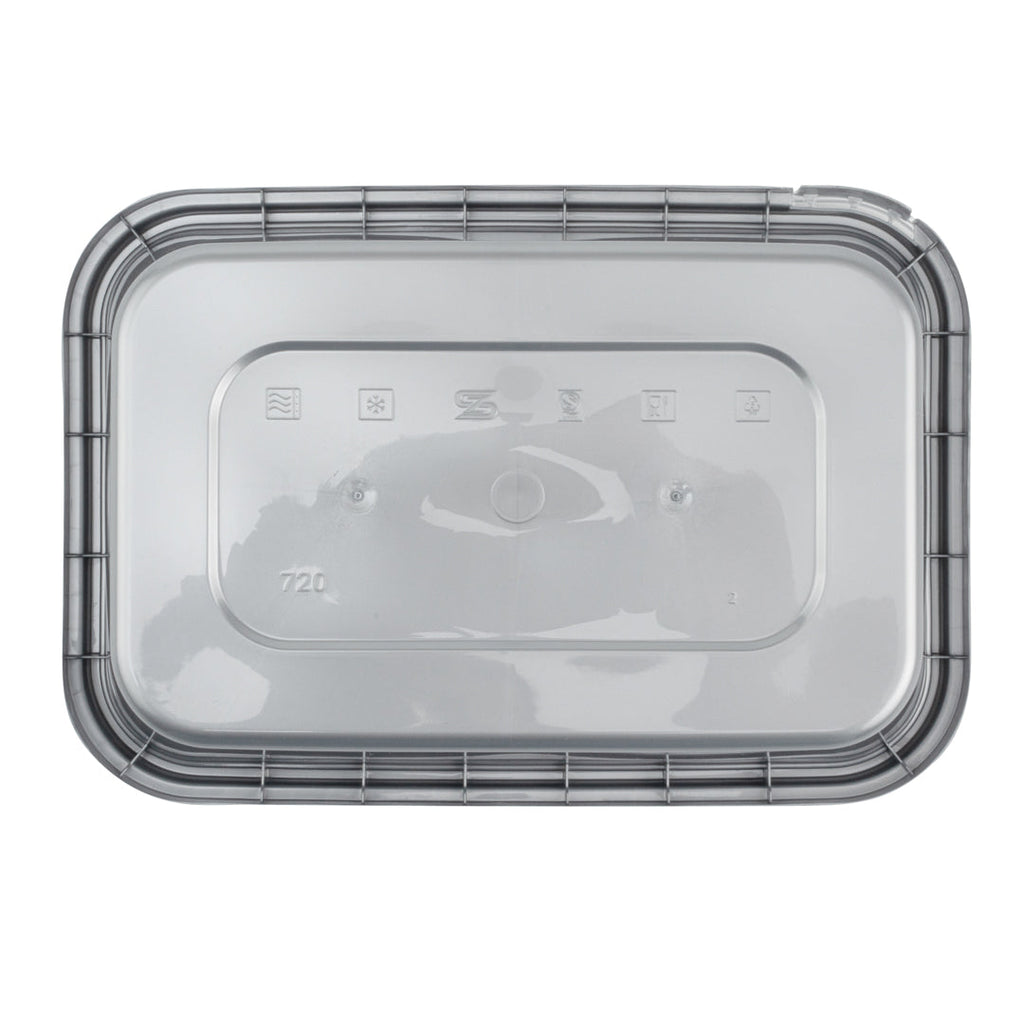 Futura 24 oz Silver Plastic Tamper-Evident Container - with Clear Lid, Microwavable - 7" x 4 3/4" x 1 3/4" - 100 count box