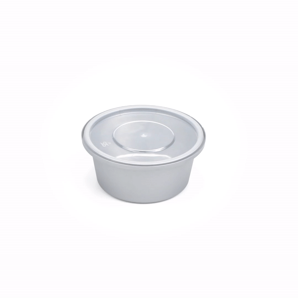 Futura 8 oz Silver Plastic Tamper-Evident Bowl - with Clear Lid, Microwavable - 4 1/4" x 3 1/4" x 1 3/4" - 100 count box