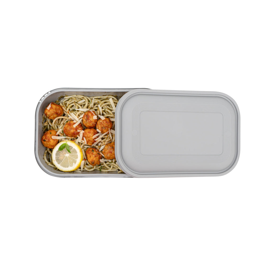 Futura 34 oz Matte Gray Plastic Tamper-Evident Take Out Container - with Lid, Microwavable - 8 3/4" x 6" x 2 1/4" - 100 count box