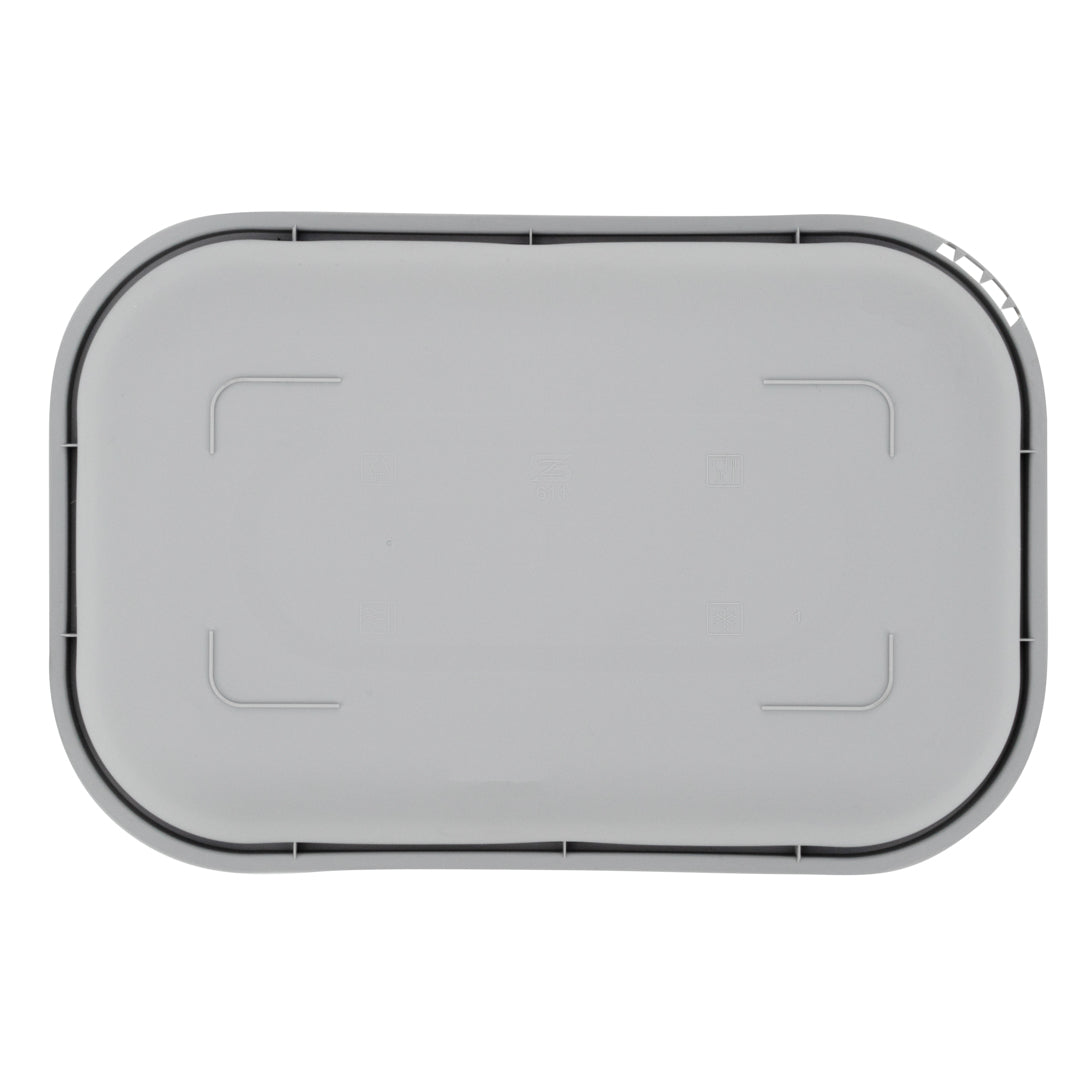 Futura 34 oz Matte Gray Plastic Tamper-Evident Take Out Container - with Lid, Microwavable - 8 3/4" x 6" x 2 1/4" - 100 count box
