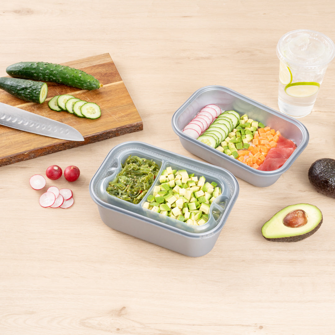 Futura 17 oz Clear Plastic 2-Compartment Insert Tray - Fits 46 oz Container, Microwavable - 100 count box