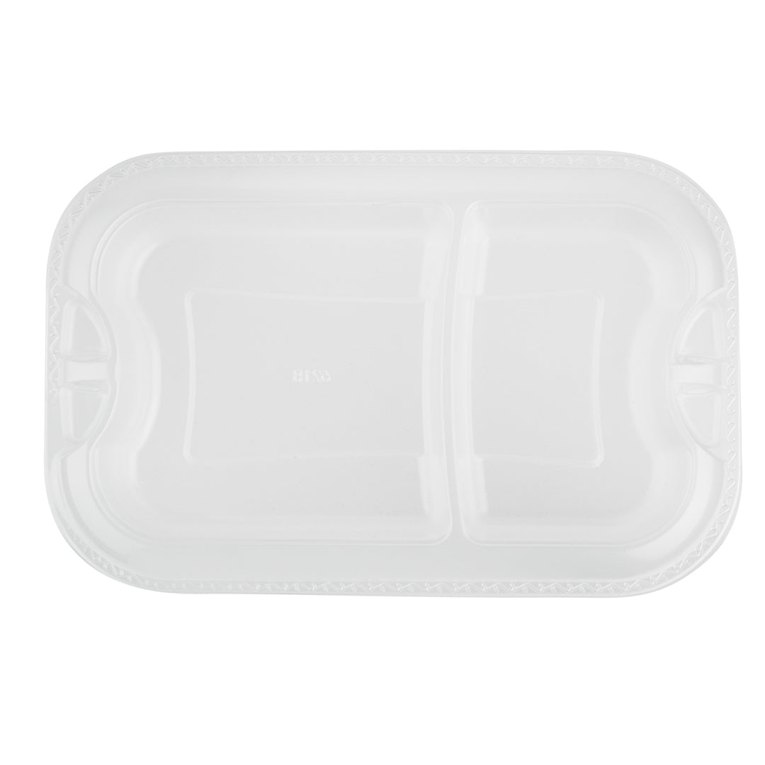 Futura 17 oz Clear Plastic 2-Compartment Insert Tray - Fits 46 oz Container, Microwavable - 100 count box